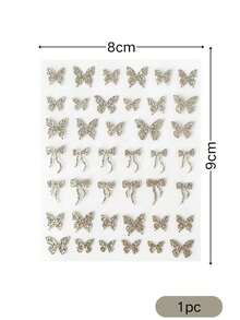 1 pièce Autocollant de décoration de visage style papillon de luxe, Autocollant de nœud papillon pailleté doré, Accessoire de maquillage de portrait élégant, Autocollant de visage papillon style élégant, Design de nœud pailleté or champagne, Décoration de maquillage d'ambiance élégante - Multicolore - Voir 6