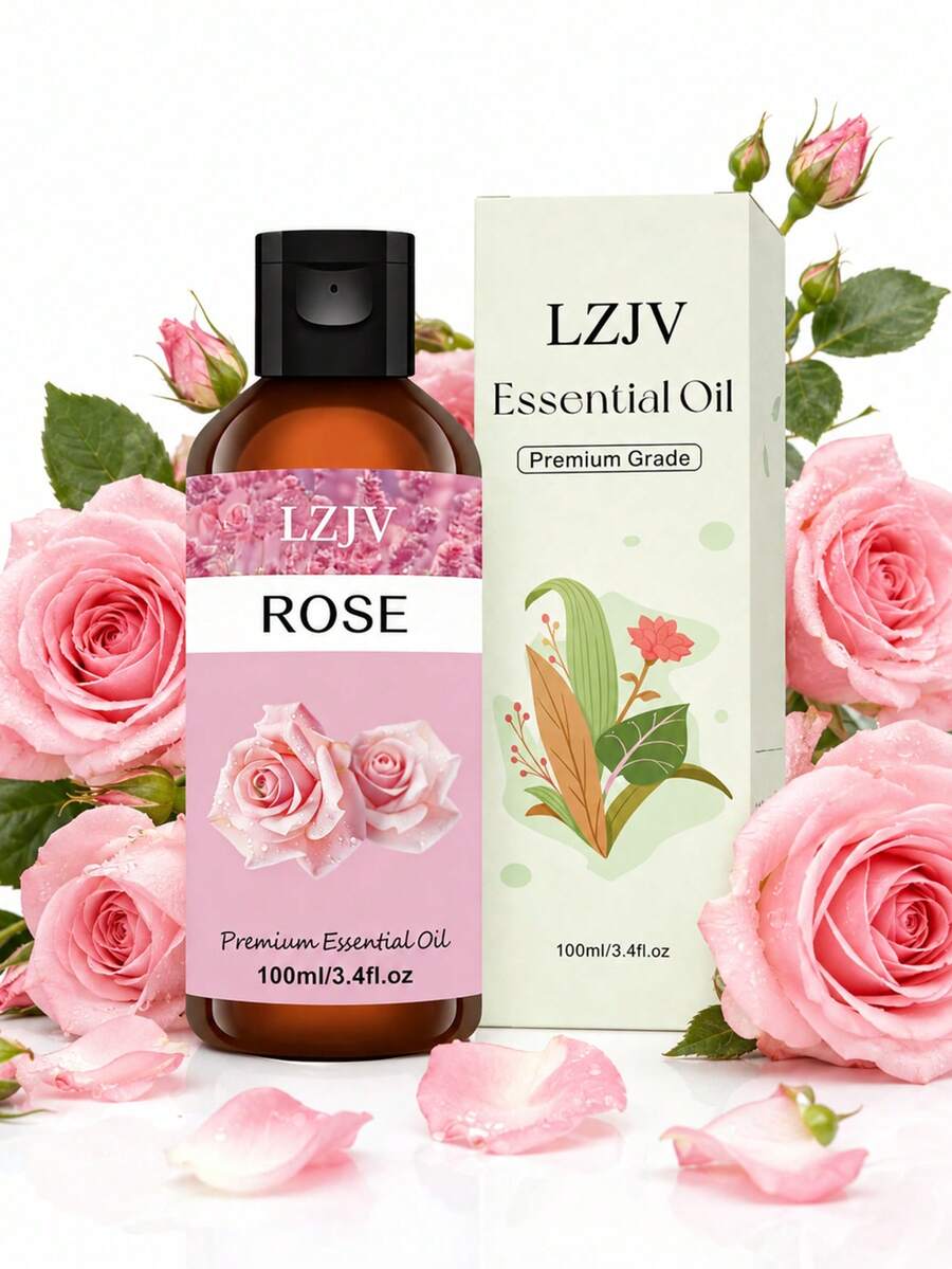 LZJV 100ml/3.4oz, 30ml/1.0oz 玫瑰精油擴香器、玫瑰精油、按摩油、居家香氛擴香器、居家香氛、臉部護理、禮物 - 玫瑰味道 - 查看 1