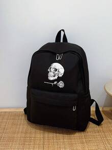 1pc Solid Color Fashionable Backpack, Large Capacity Casual Commuter Backpack Suitable For Men & Women - Black - View 3