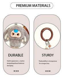 1PC Cartoon Flocking Keychain, Cute Animal Pendant, Backpack Charm, Phone Charm, Wristlet Key Ring, Car Keychain Accessory Gift - Multicolor - View 11