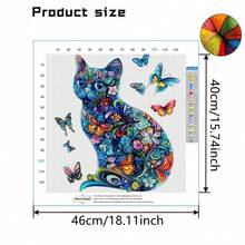 1套 46cm/18.11英吋彩色貓半成品十字繡套件,DIY針藝材料,11CT印花十字繡裝飾畫,創意手工禮物,全套家居裝飾手工藝套裝,不含框 - 炫彩貓咪 - 查看 6