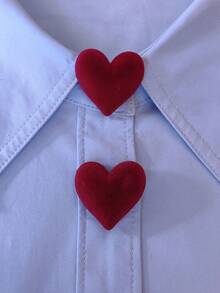1pc/2pcs Flocked Heart Cufflinks, Decorative Shirt Buttons, Fashion Crystal Cufflinks Decor, Suitable For Tuxedo And Wedding Dress Decoration - Burgundy - View 6