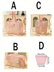 1pc - Cosmetic Storage Bag, Portable Mesh Shower Storage Bag, Large Capacity Transparent Mesh Storage Bag, Portable Travel Storage Bag, Multifunctional Storage Box, Bohemian Style. - View 5