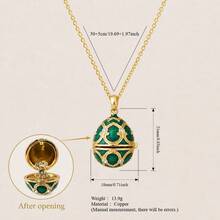 1pc New Exquisite Easter Egg Necklace, Delicate High-End Design, Openable. Inlaid With Cubic Zirconia. Oil Drip Craft. 14K Gold Plated Copper Necklace. Openable Design. Suitable For Wives And Mothers To Wear. Easily Match Girls' Daily Clothing Accessories, Beach Vacation Parties, Music Festivals, Travel And Sightseeing Occasions. Charming Women's Jewelry. Women's Necklace. Small Accessories. - Multicolor - View 16