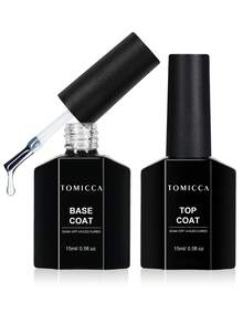 TOMICCA 2件組 15ml 透明底膠與頂膠套組，需 UV/LED 燈照乾，快乾凝膠指甲油套組，適合 DIY 自居家美甲、美甲沙龍或女性禮物 - 無色 - 查看 9