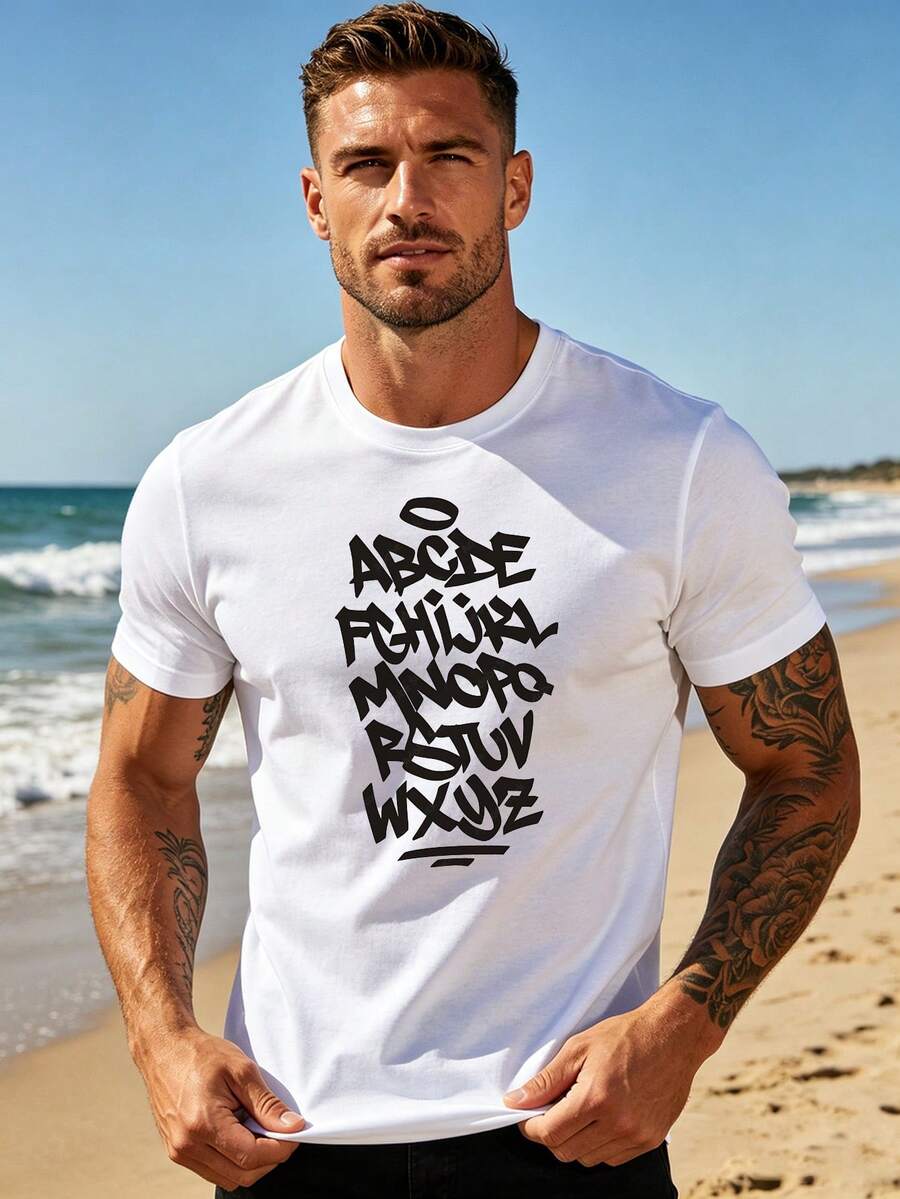 Herren legeres, vielseitiges T-Shirt mit einfarbigem Kurzarm - Bianco - Visualizzare 1