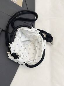 3-Color Polka Dot Contrast Nylon Lightweight Drawstring Closure Minimalist Handbag Crossbody Bag For Students Shopping Travel Women Tote With Detachable Shoulder Strap - Multicolor - View 12