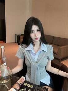 Women Tops - Grey - View 7