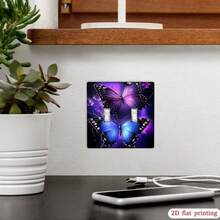 1pc Purple Blue Butterfly Wall Plate Cover 2D Flat Printed Switch Panel Cover Tool-Free Installation Universal For Single/Double Rocker Switches Bedroom Outlet Decorative Cover - A - View 7