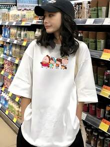 Short Sleeve T-Shirt For Women, Summer Fashion, Versatile, Loose Fitting, Round Neck Top - White - View 2