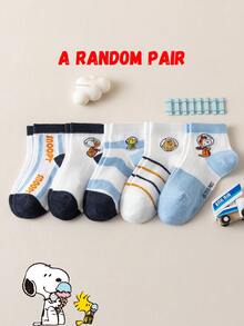 1/5/10 paires de chaussettes pour enfants authentiques Snoopy, motif rayé à pois colorés, motif minimaliste, schéma de couleurs dopamine, motif chiot, chaussettes courtes de sport décontractées, motif de dessin animé mignon unique Snoopy, chaussettes d'été pour garçons et filles, anti-odeur, absorbant la transpiration, chaussettes de sport polyvalentes décontractées, motif de dessin animé, tailles européennes et américaines, tissu de haute qualité - Multicolore - Voir 15