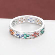 1 chiếc nhẫn thời trang nữ thiết kế hoa rỗng hình học đính đá Cubic Zirconia - Nhiều màu - Xem 7