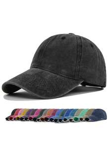 1pc Women's Spring/Summer Korean Style Distressed Vintage Curved Brim Baseball Cap, Plain Solid Color Washed Hat For Couples And Men - A - View 3