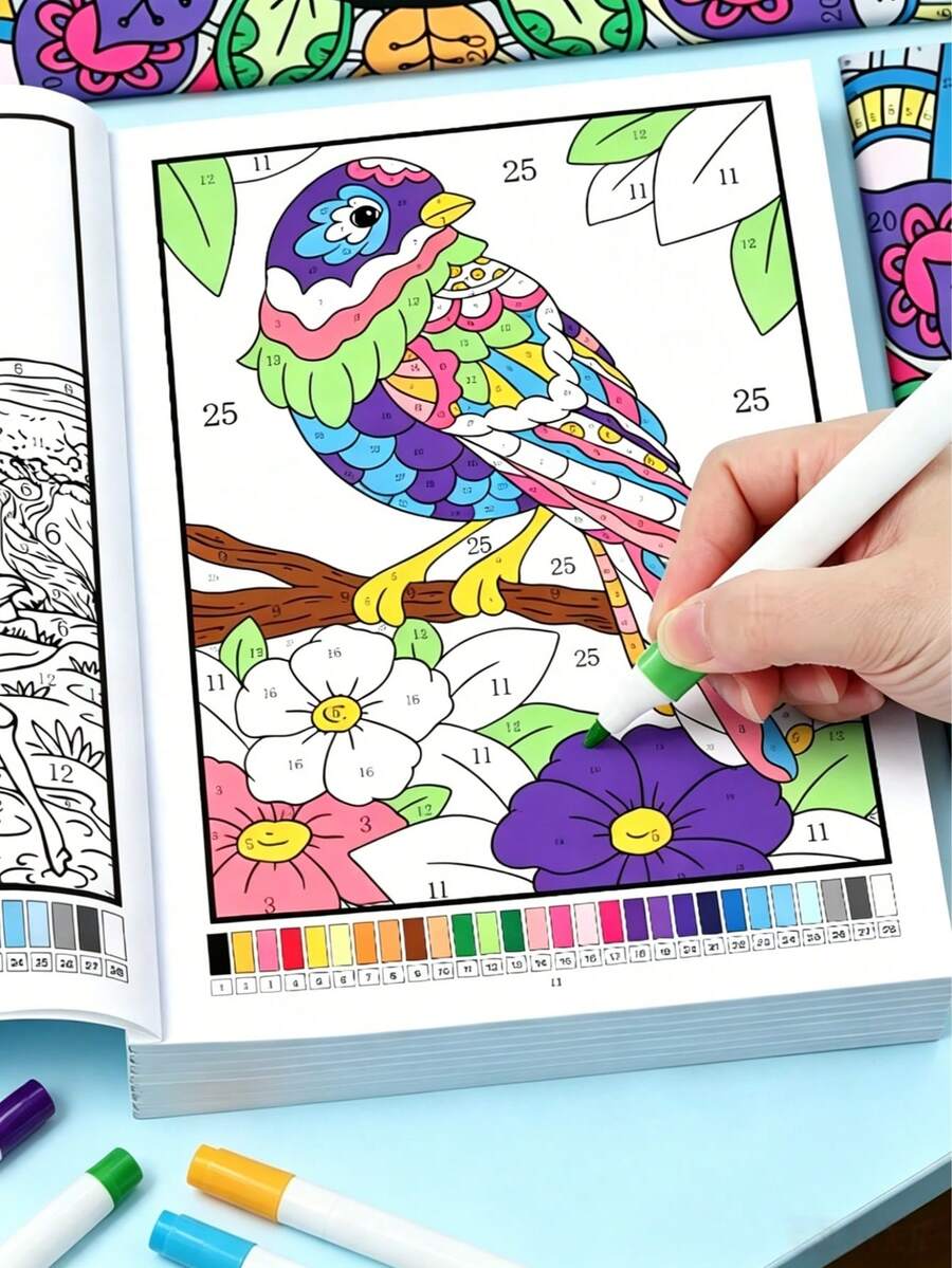 32 Pages Mysterious Mosaic Pixel Art Coloring Book, 8.26x11.69 Inches, Suitable For Adults: Double-Sided Printing, Pixel Art Coloring Book, Helps You Relax And Improve Focus - Includes Square, Circle And Triangle Patterns, Artistic Design, Fun Relaxing Activity For Beginners, Perfect Gift For Holidays And Birthdays Back To School - Multicolor - View 1