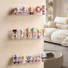 Transparent Rippled Acrylic Wall-Mounted Display Shelf, 2/5pcs High Transparency Acrylic Material, Visually Refreshing For All-Around Collection Display, No-Drill Hanging Installation, For Blind Box Collectors, Figure Enthusiasts, Home Storage Experts, Living Room Wall Decor, Study Desk And Wall Storage - Display Stand - View 6