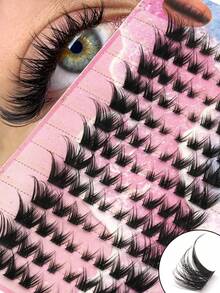 104 Clusters Fluffy Eyelash Clusters, Cartoon Style Long Eyelashes, Suitable For Beginners To Use At Home, Super Thick False Eyelashes, Suitable For Various Occasions, Weddings, Evening Parties, Can Be Freely DIY. Eyelash Clusters, Single Eyelashes, False Eyelashes, False Eyelashes - View 1