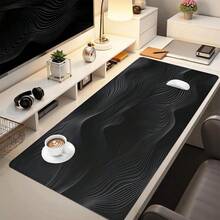 Minimalist Black Wavy Pattern Mouse Pad, Rubber Base, Stitched Edge Desktop Accessory, Suitable For Office, Home And General Computer Use, Perfect As Birthday Gift, Gaming Mouse Pad Or Office Supplies - Mouse Pad - View 3