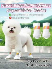 Disposable Dog Rain Boots With Self-Adhesive Straps, Waterproof Pet Foot Covers, Non-Slip Easy-To-Wear Shoes For Small And Medium Dogs, Keep Paws Clean During Outdoor Walks - Multicolor - View 2