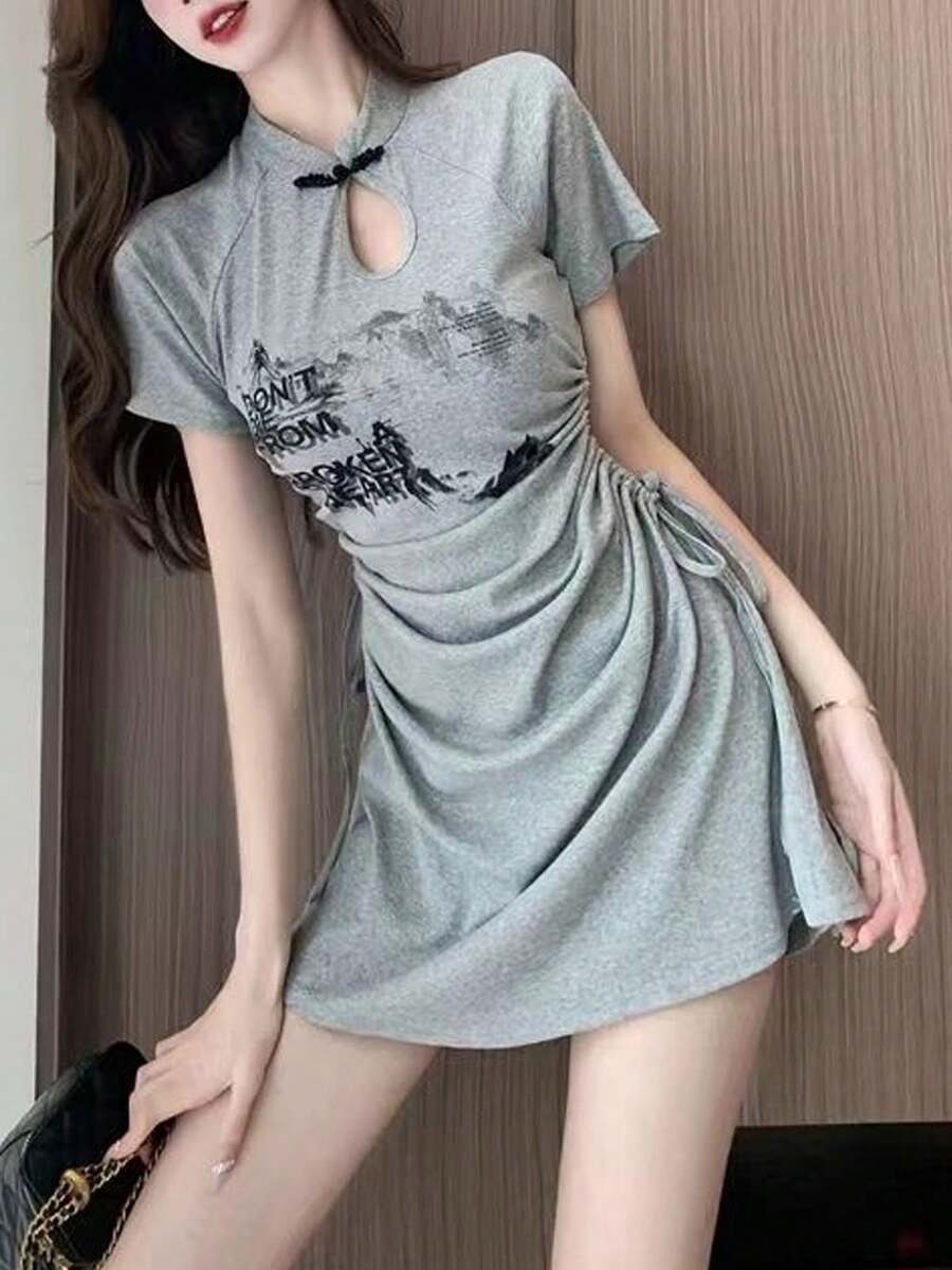 Women Midi Dresses - Grey - View 1