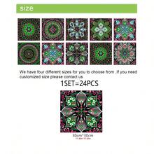 OUTANA 24pcs Vintage Mandala Peel And Stick Tile Stickers, Self-Adhesive Vinyl Decals With Intricate Green, Brown, Beige Patterns, Suitable For Kitchen And Bathroom Backsplash, 10/15/20/30cm - Multicolor - View 20