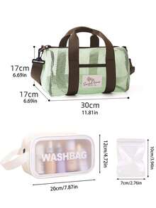 Mesh Beach Tote & Transparent Wash Bag Set, Portable Gym Swim Bag With Adjustable Shoulder Strap, Large Capacity Summer Vacation Travel Bag Set,Waterproof Cosmetic Toiletry Organizer,Vacation Storage Bag,For Vacation, Camping, College Dorm, Pool, Bathroom Supplies, Summer Beach Essentials,Unique Birthday Gifts, Holiday Gifts, Party Gifts, Vacation Gifts, Back-To-School Gifts, Anniversary Gifts - Multicolor - View 11