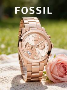 Reloj de fin de semana FOSSIL: Movimiento de cuarzo suave, adecuado para senderismo y salidas casuales, movimiento de cuarzo suave ES3885 - Oro rosa - Ver 1