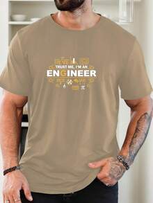 Camiseta de manga corta con cuello redondo para hombre, diseño TRUST ME, I'AN ENGINEER, estilo casual de verano. - Blanco - Ver 7