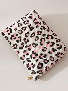 1pc Portable Leopard Print Cosmetic Bag, Double-Sided Pattern Zipper Makeup Pouch, Multifunctional Travel Toiletry Organizer,Fall Decor,Autumn Decor,Room Decor - Multicolor - View 6