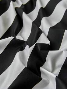 2/3Pcs Simple White Black Stripes Pattern Print Duvet Cover Set Without Filler Breathable Supersoft All-Season (1pc*Duvet Cover + 1/2pcs*Pillowcase, No Pillow Core), Soft Two Tone Bedding Set Dormitory,Machine Washable King Queen Full Twin - Black and White - View 7