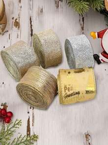 Valentine's Day Ribbon Gold Powder Decoration, Bow Material, Holiday Tree Decoration Accessories Woven Ribbon Decorative Ribbon Handmade Hair Accessory DIY Gift Box Packaging Ribbon High Quality, Multi-Functional Ribbon - A - View 4