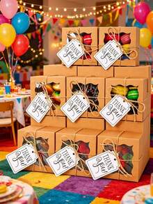 10pcs/Pack Party Candy Cookie Chocolate Muffin Box Paper Box Box Favor Paper Box Gift Box Suitable For Various Holidays Birthday Anniversary (Includes Rope Card) - View 7