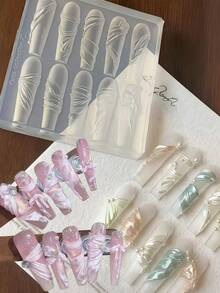 1個新款緞帶玫瑰3D雕刻矽膠模具，美甲裝飾工具，適用於DIY環氧樹脂和水晶膠，柔軟可重複使用，適合美甲店和居家使用 - 彩色 - 查看 7