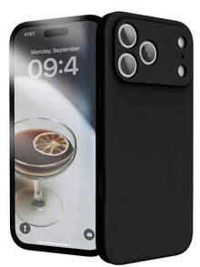 全鏡頭保護 TPU 手機殼，仿矽膠防震保護殼，相容 iPhone 17 Pro Max/16/13，防指紋薄型手機配件，1 入磨砂手機殼，適合男女學生，理想夏季假期禮物，防滑加高邊緣保護螢幕與鏡頭，柔軟易安裝手機保護套 - 黑色 - 查看 7