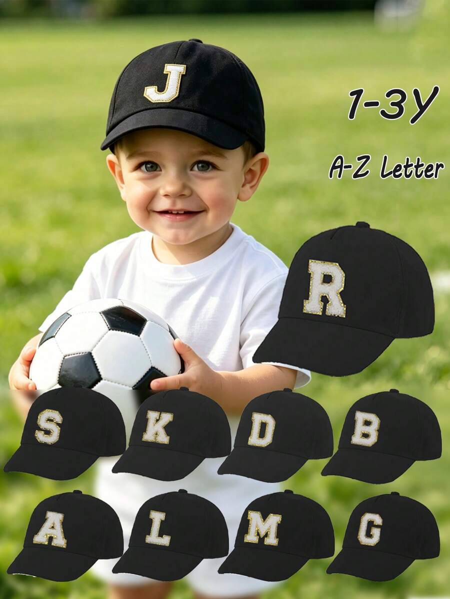 1pc Kids 26 Letters Pattern Baseball Cap, Toddler Boys & Girls Sun Protection Hat, Suitable For Outdoor Daily Wear, UV Protection