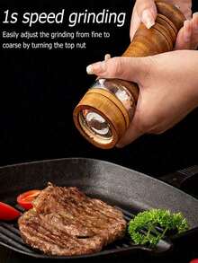 Pepper Grinder, Wooden Salt And Pepper Grinder Set, Household Sea Salt Grinder, Wooden Spice Grinder, Manual Pepper Grinder, Reusable Spice Bottle, Adjustable Ceramic Grinding Rotor, Suitable For Barbecues, Picnics, Camping, Kitchen Gadgets - Multicolor - View 1