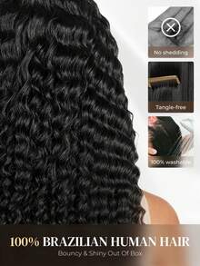 ARABELLA 1pc & 3pcs Combination Deep Wave Human Hair 10-32 Inch Natural Black 100% Pure Virgin Human Hair Soft Tangle-Free Easy Blend Unprocessed Brazilian Hair Beginner Friendly - SNatural - View 8