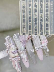 1pc Artistic Nail Art Mold Maltese Dog Cute Bow Dessert Kitten Lace 3D Nail Decoration, Essential Tool For Nail Artists, Transparent Silicone Mold - Clear - View 14