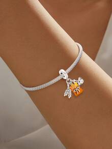 1pc Fashionable Pure Silver Rabbit Bead Pendant, Suitable For Bracelet DIY, Women's Jewelry Daily Decoration, Girls Accessory - Beads 1 - View 5
