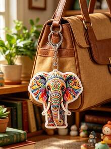 Gantungan Kunci Pola Gajah Warna-warni Lucu 2D Datar, Kompatibel dengan Ransel, Kunci, Dompet - Gantungan Kunci Gaya Lucu, Sempurna untuk Digantung di Tas dan Kunci Mobil, Juga Cocok untuk Ransel dan Tas, Tidak Membutuhkan Baterai, Hadiah Hari Valentine, Aksesori Mobil Praktis, Aksesori Dompet dan Ponsel Wanita, Hadiah untuk Teman, Aksesori Pesta, Suvenir, 2D Datar - MultiWarna - View 1