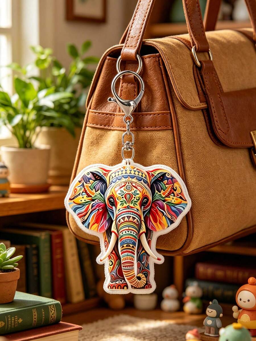 Gantungan Kunci Pola Gajah Warna-warni Lucu 2D Datar, Kompatibel dengan Ransel, Kunci, Dompet - Gantungan Kunci Gaya Lucu, Sempurna untuk Digantung di Tas dan Kunci Mobil, Juga Cocok untuk Ransel dan Tas, Tidak Membutuhkan Baterai, Hadiah Hari Valentine, Aksesori Mobil Praktis, Aksesori Dompet dan Ponsel Wanita, Hadiah untuk Teman, Aksesori Pesta, Suvenir, 2D Datar - MultiWarna - View 1