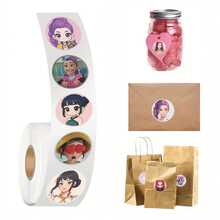 500張 MINISO 惡魔獵手女團圓形PVC貼紙，馬卡龍色系動漫角色標籤，Y2K可愛卡通設計，信封包裝與剪貼簿裝飾，時尚DIY收藏組 - 1 - 查看 10