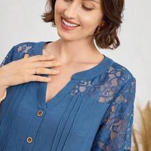dagjydgfyja  Vestido casual diario de encaje y parches para mujer, primavera y verano - verde aguacate - Ver 9