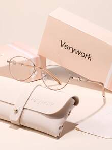 Verywork Metal Oval Frame Transparent Glasses, Luxury Designer Unisex Eyewear For Outdoor, Driving, Shopping, Golf, Business, Gift - Clear - View 12