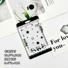 Cute Animal Transparent Card Holder, Embossed Photocard Sleeve With Keychain - 紫色綁帶蝴蝶+2.7皮條白鑰匙圈 - 查看 20