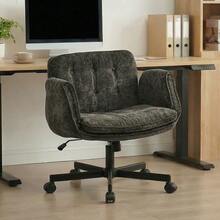 Swivel Office Chair With Casters, Height Adjustable, With Folding Armrests, Supporting Up To 150 Kg, White. - Black - View 8