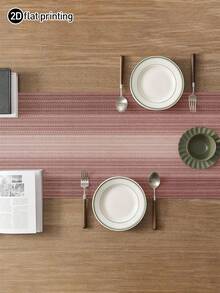 1pc Gradient Style Table Runner, Modern Living Room Dining Tablecloth Mat, Dry Cleanable, Machine Washable, Suitable For Kitchen, Dining Table, Party, Wedding Decoration, Entryway, Family Gathering, Coffee Table, Living Room - Retro Terracotta Brick Red - View 3