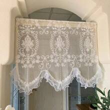 1PC Rod Pocket Window Decoration Short Sheer Curtain, Light Filtering French Style Window Sheer Curtain, Window Valance Half Curtain - White - View 3