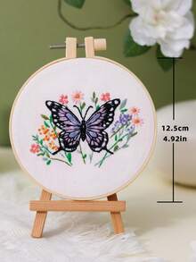 1套手工刺繡套裝，含圖案與說明書，蝴蝶與花卉十字繡套裝，適合成人初學者，DIY十字繡套裝含繡框、針線，3款可選 - F款材料包 - 查看 5