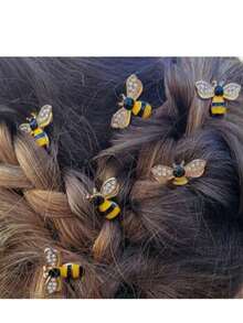 2pcs/6pcs Set Cute Elegant Bee Hair Clip Set: Crystal Glazed Bee Straight Hair Clips And Bangs Clips - Hair Accessories, Suitable For Formal Occasions, Weddings And Daily Wear, Summer, Holidays, Travel, Head Accessories, Claw Clips - A - View 7