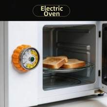 Temporizador de cocina mecánico de acero inoxidable con respaldo magnético, cuenta regresiva precisa sin batería, perfecto para cocinar en casa - Naranja - Ver 5